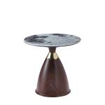 Modern light luxury round living room black marble look glass top metal base