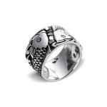 Sterling Silver Women's Men's Band Ring Thai Vintage Fish Style 925 Siver Ring