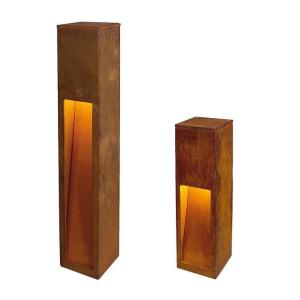 China Decoration Outdoor Lighting Fixture Corten Steel Rust Color Bollard Lights on sale