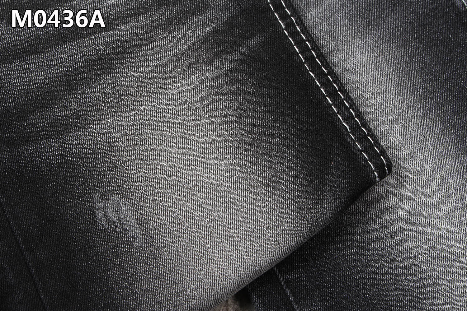 10.4oz Cotton Polyester Spandex Denim Fabric High Stretch 62/63'' Sanforizing Black Backside