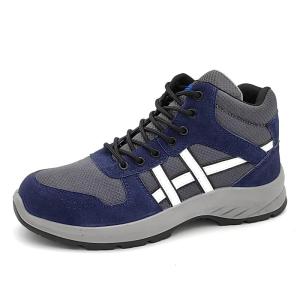 Quality Steel Toe Suede Leather Work Boots Blue Industrial Construction Boots wholesale