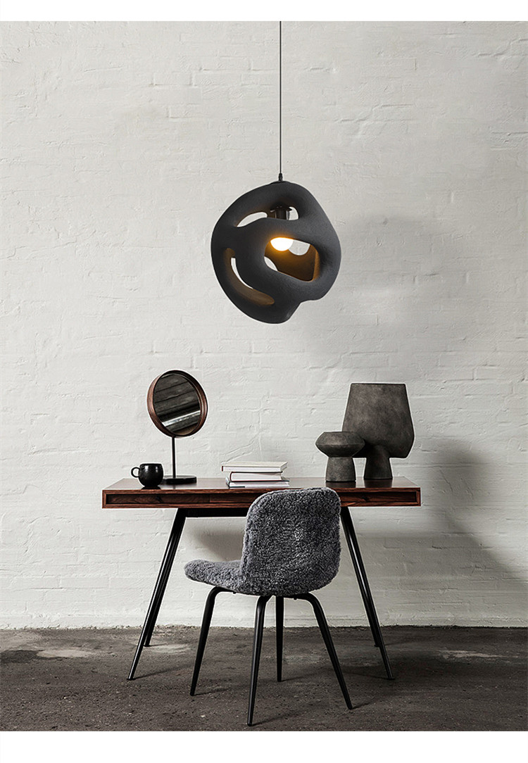 Nordic Handmade Wabi Sabi Restaurant LED Chandelier Japan Style Indoor Black Loft Hanging Light(WH-VP-172)