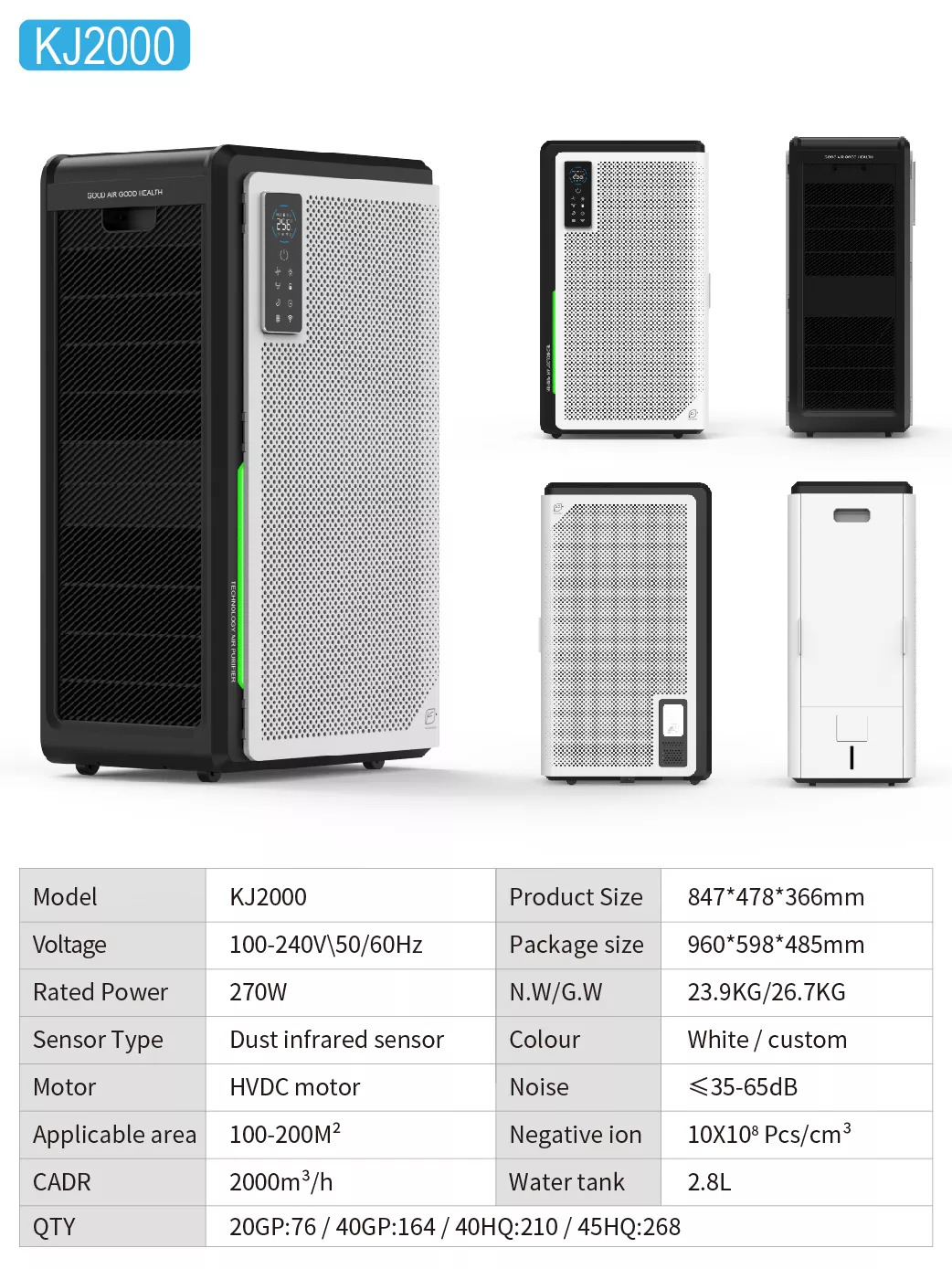 2022 Top Rated High CADR Wall Mounted Medical Commercial Office Home H13 H14 HEPA Filter Air Purifier
