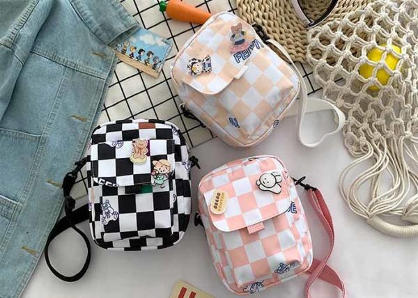 Grid cross body nylon square bag ins Korean large capacity single shoulder plaid