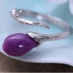 Sterling 925 Silver Purple Synthetize Gem Tulip Designs Ring(058884)