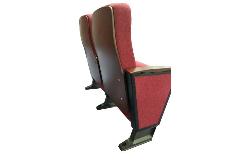 Red Aluminum Conference Room Chair Wood Armrest Padded With Fabric