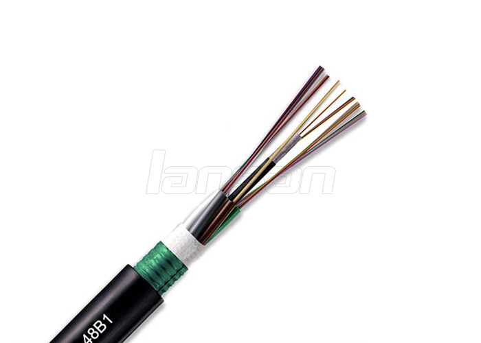 One Layer PE Jacket Armoured Outdoor Cable , GYFTS Single Mode Armored Fiber Cable