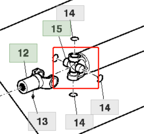 RE238356 Universal Joint Cross fits for JD tractor Models: 6100D, 6110D