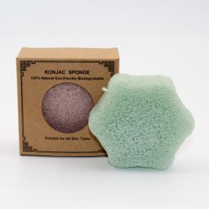 Quality 7g Hexagon Facial Konjac Cleansing Sponge With Bamboo Charcoal wholesale