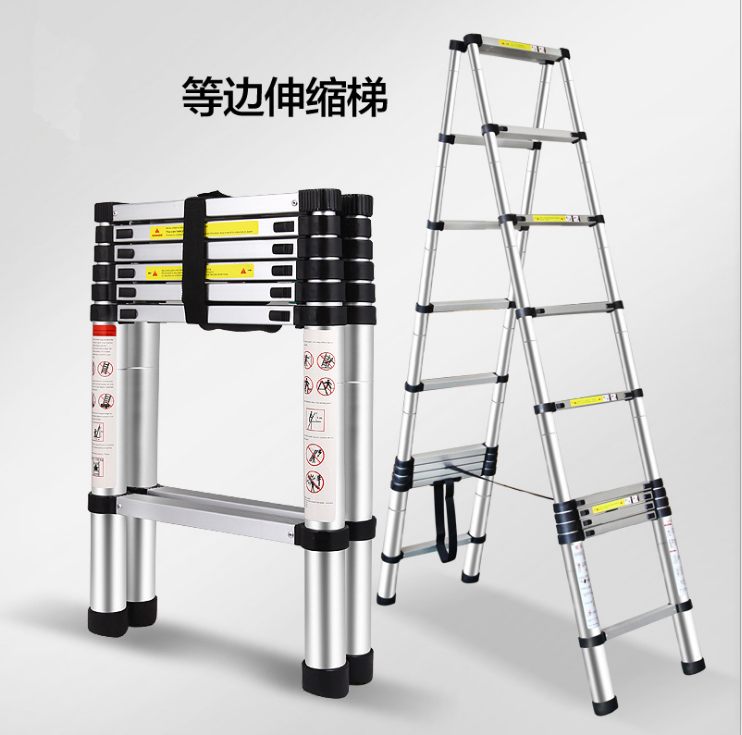 Sand Blasting Surface Aluminum Double Telescopic Ladder For Multifunction Use
