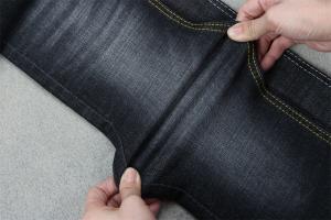 Quality Sanforizing Crosshatch Denim Fabric Slub Full Stretch 160cm 10.3 Once Black wholesale