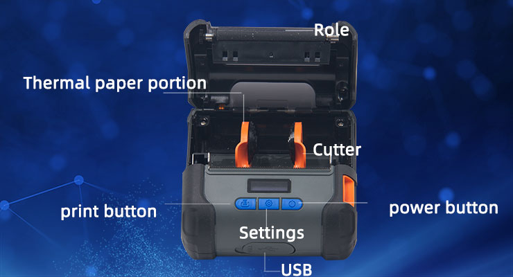 Portable Printer with USB Bluetooth Interface and 0.96 Inch OLED Display Private Mold