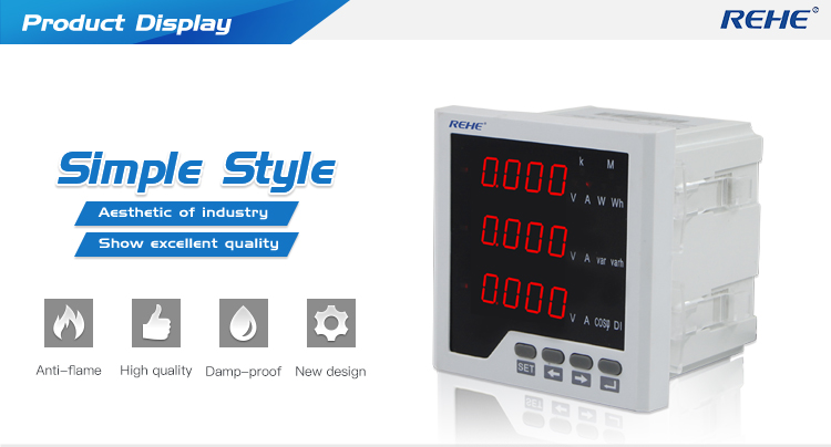 Hot-sale 96*96mm cheap low price Three Phase LED Multi-function Power Meter with RS485