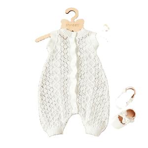Quality Cotton Newborn Infant Baby Clothes Boy Girl Knitted White Unisex Baby Summer Romper Onesie Bodysuit wholesale