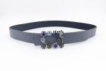 Adjustable Size Womens Dressy Rhinestone Belts 2.9cm Width With Blue Reshineston