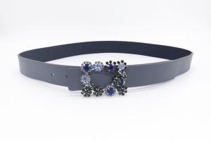 Quality Adjustable Size Womens Dressy Rhinestone Belts 2.9cm Width With Blue Reshinestone Buckle wholesale