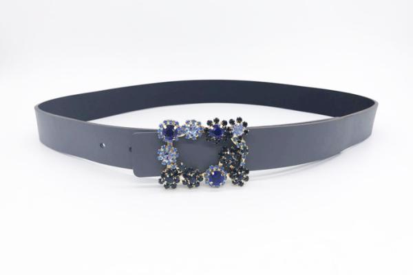 Adjustable Size Womens Dressy Rhinestone Belts 2.9cm Width With Blue Reshineston