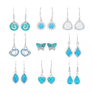 Quality Drop Synthetic Opal Leverback Earrings Women 925silver Jewelry wholesale