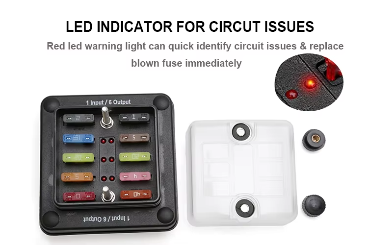 Waterproof Car Fuse Car Boat 6 Way 6P 6 Position Bracket 12v 24v Blade Modified Terminal Fuse Box LED Light Fuse Block Holder