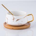 Wedding Gift bamboo saucer white gold marble turkish coffee set coffee cup and
