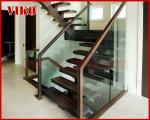 Straight Stringer Staircase VK07S Tempered Glass, 304 Stainless steel glass