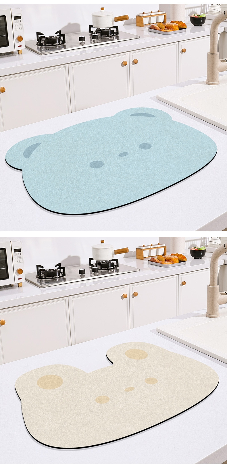 Rubber Kitchen Counter Draining Mat with Multi-Function Pattern and Yellow Color