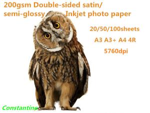 Quality 200gsm Double-sided satin/Semi-glossy Inkjet photo paper waterproof wholesale