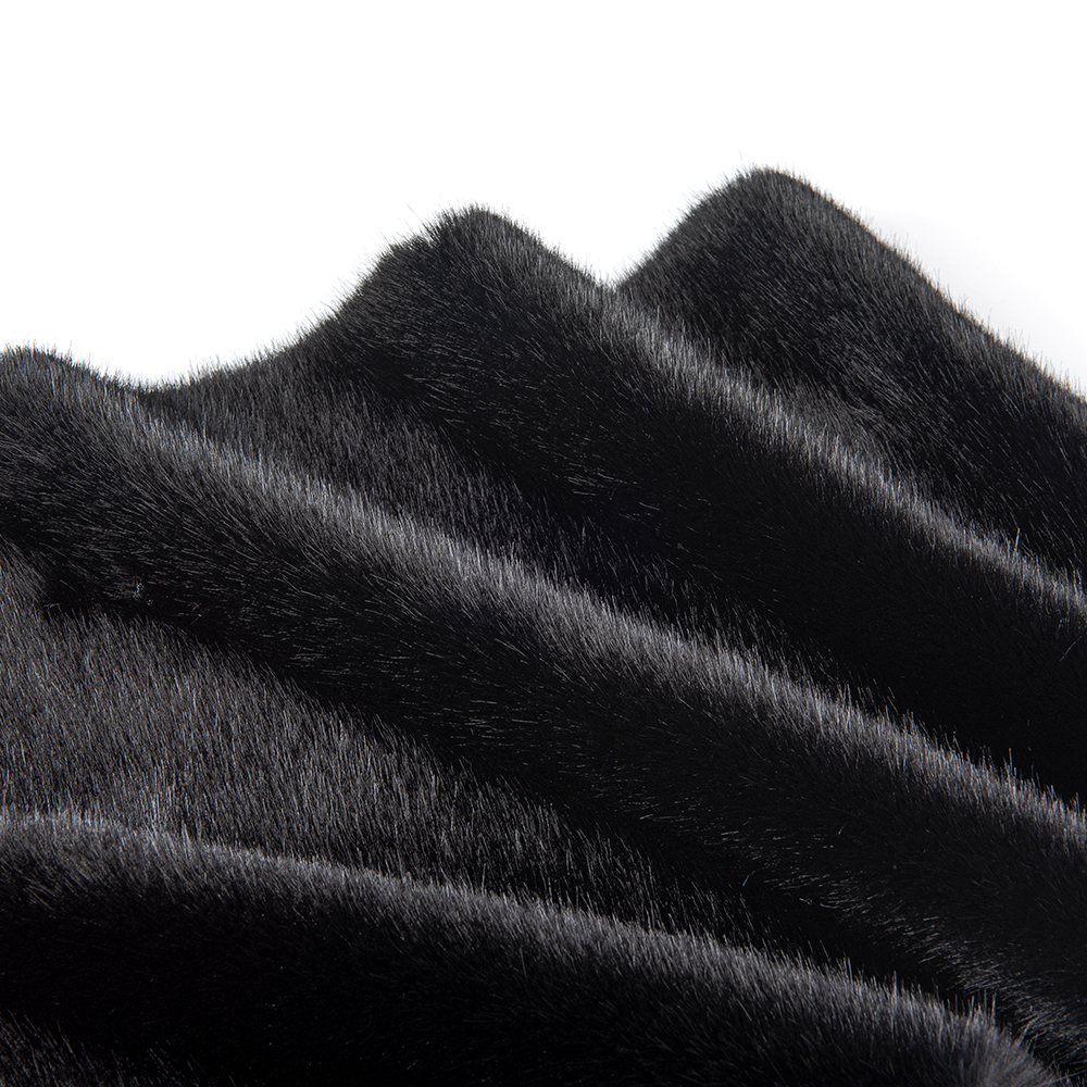 Color Fastness Grade 4-5 Black Faux Fur Fabric for Ladies' Pullovers and Winter Wear