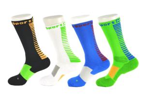 Quality Spandex / Elastane Green Athletic Basketball Socks With Anti - Bacterial / Anti - Slip Materials wholesale