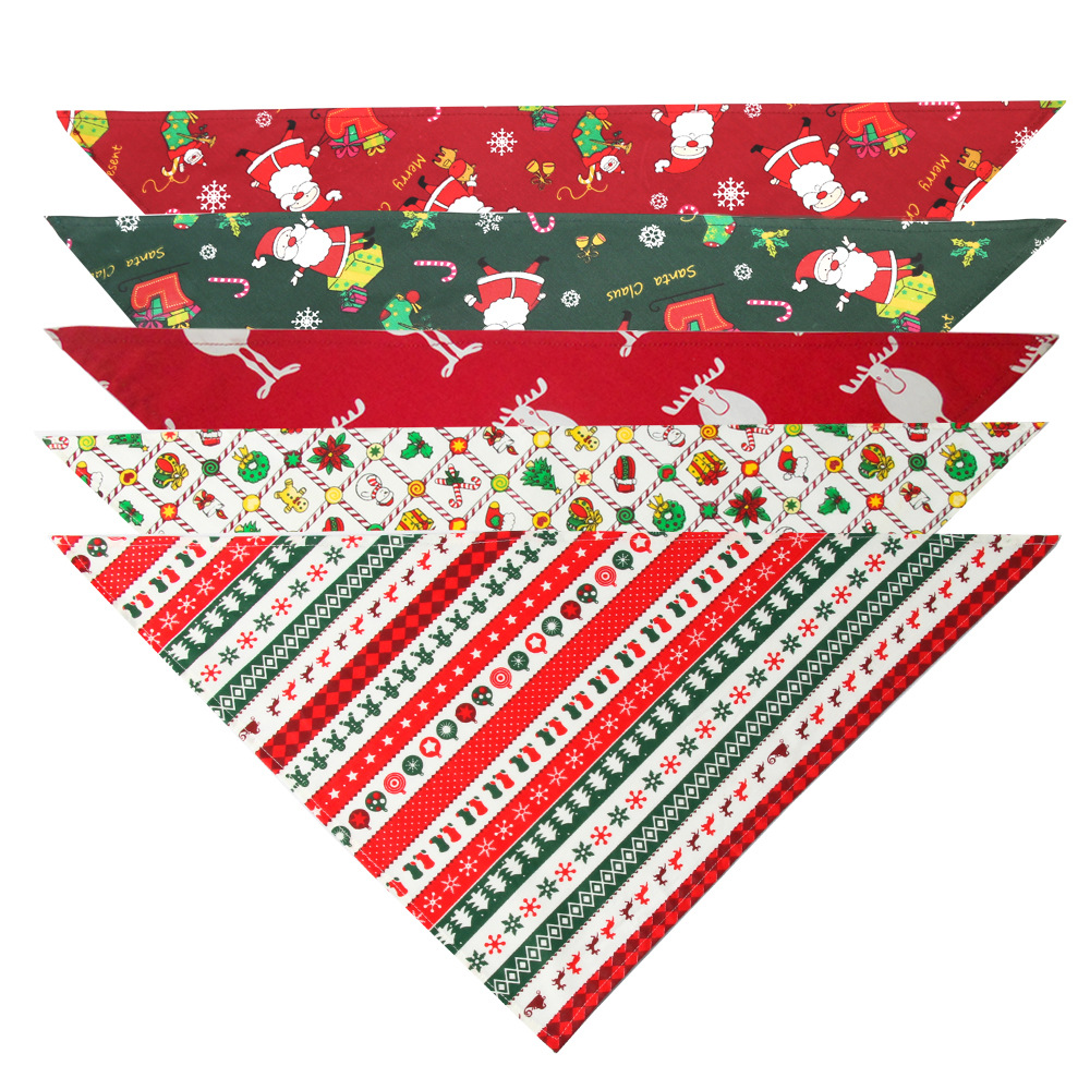 Unique Shape Seasonal Dog Bandanas Washable Cozy Cotton Dog Bibs