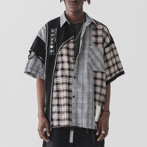 Quality Hip Hop Men's Fashion Short Sleeve Shirts 100% Cotton With High Collar wholesale