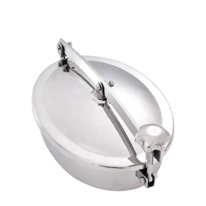 304 316 Stainless Steel Sanitary Manhole Cover For Wine Can Hand Hole Round Shape