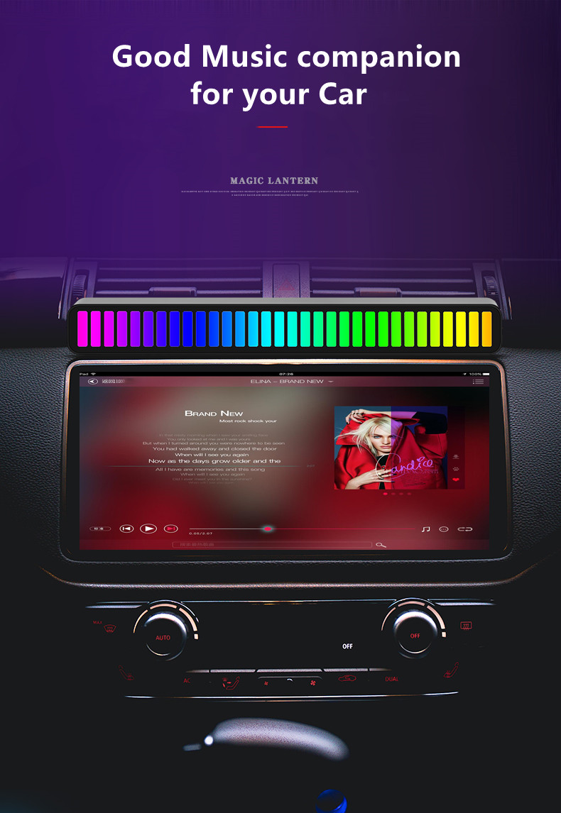 New Arrival Smart Music Pickup Rhythm Light Rechargeable RGB Sound-Activated Ambient lamp With APP control for Car Par