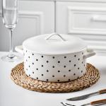 Double Handle Ceramic Tureen Serving Bowl for Salad and Soup at Home