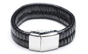 Quality Leather Bracelet, Stainless Steel Clasp, 8 Inches wholesale