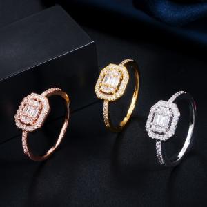 Quality Princess Tiara Crown Sparkling Love Heart CZ Rings for Women Engagement Jewelry Square CZ Ring Jewelry wholesale