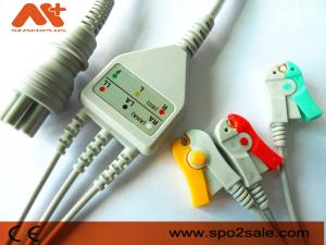 Quality Omron &gt; Colin BP-88S, BP-S510, M9500, Press Mate Advantage Compatible 3 Lead Clip Direct-Connect ECG Cable wholesale