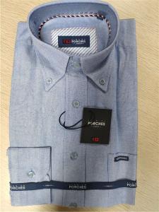 Quality Blue Oxford Mens Long Sleeve Casual Cotton Shirts Good Workmanship wholesale