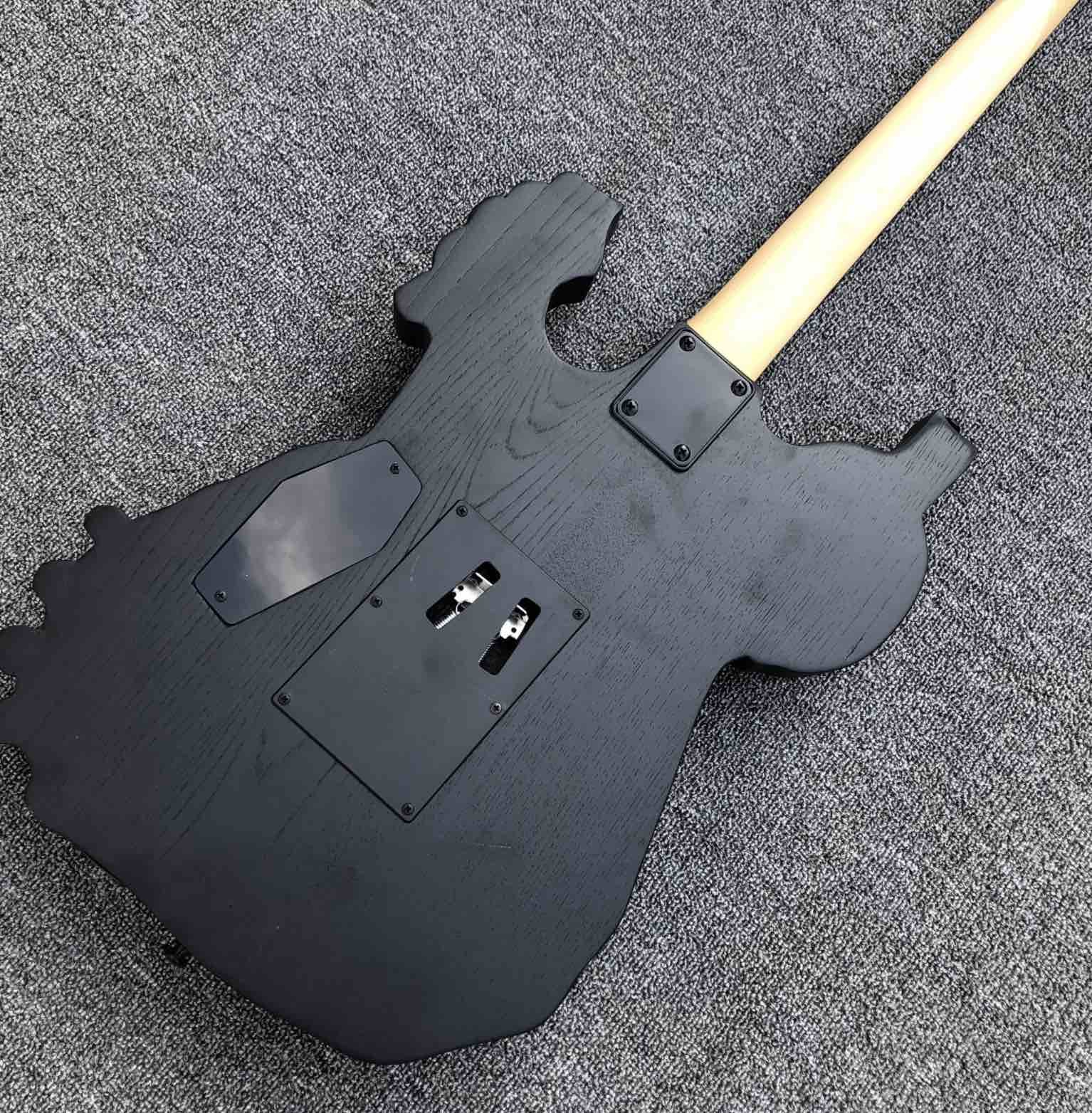 Top Quality 6 Strings Bones Black Skull Electric Guitar