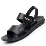 Custom Handmade Leather Sandals For Men OEM / ODM Brown Leather Flat Sandals
