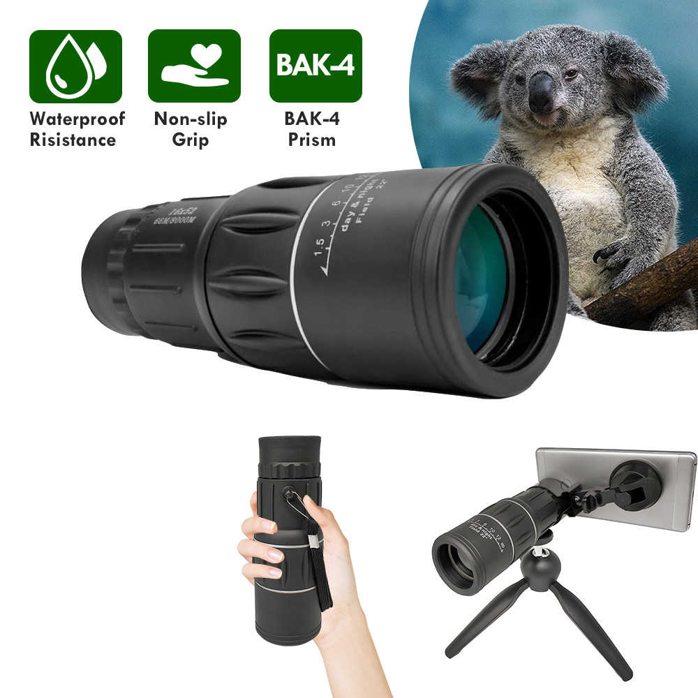 16x52 Telescope Monocular Smartphone Portable Zoom Dual Focus Optics