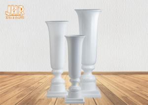 Quality Classic Trumpet Glossy White Fiberglass Planters Floor Vases For Home Hotel Wedding wholesale