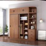 Minimal Maintenance Modern Wood Color Melamine Swing Door Bedroom Wardrobe for