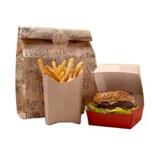 Quality Eco-friendly Burger Boxes Customized Oil Proof Kraft Paper Fried Chicken And French Fry Packaging Box wholesale