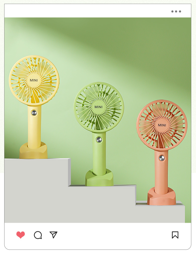 Mini Hand Fan USB Rechargeable NO App Control Black White Orange Green Blue or Yellow