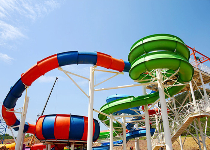 Fiberglass Swimming Pool Water Slides , Playground Water Slides For Kids