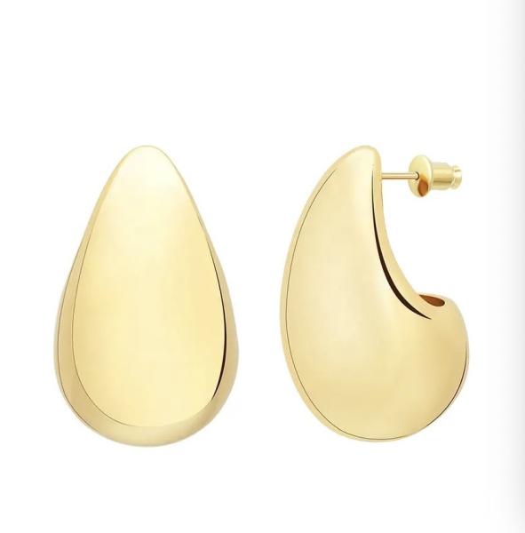 Women Earrings Gold Open Hoop C Shape 14K Gold Filled Small Boho Beach Simple