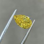 0.53 Carat Pear Shaped VVS2 Lab Created Yellow Diamond Without Setting