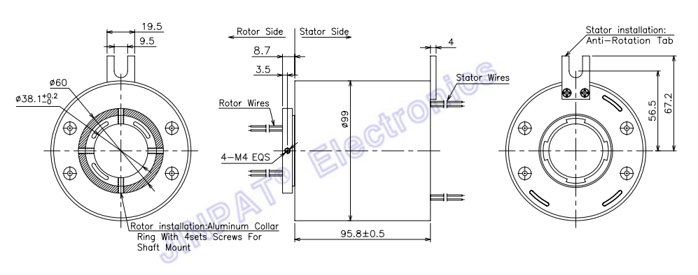 Precious Metal Contacts Rotary Joint Slip Ring 18 Circuit 10A