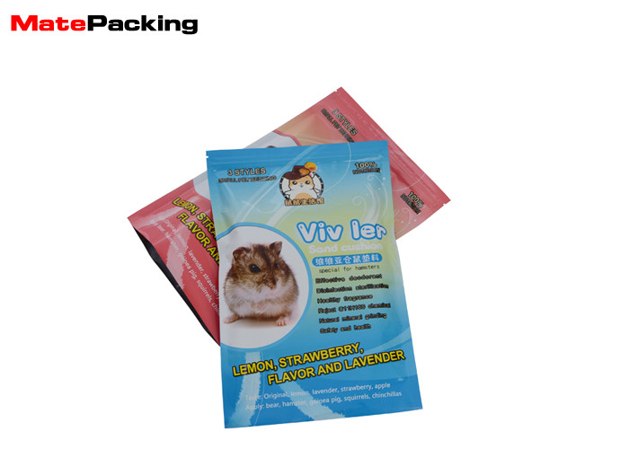Custom Logo Printed Pet Food Packaging Bags Three Side Seal Bag With Zipper